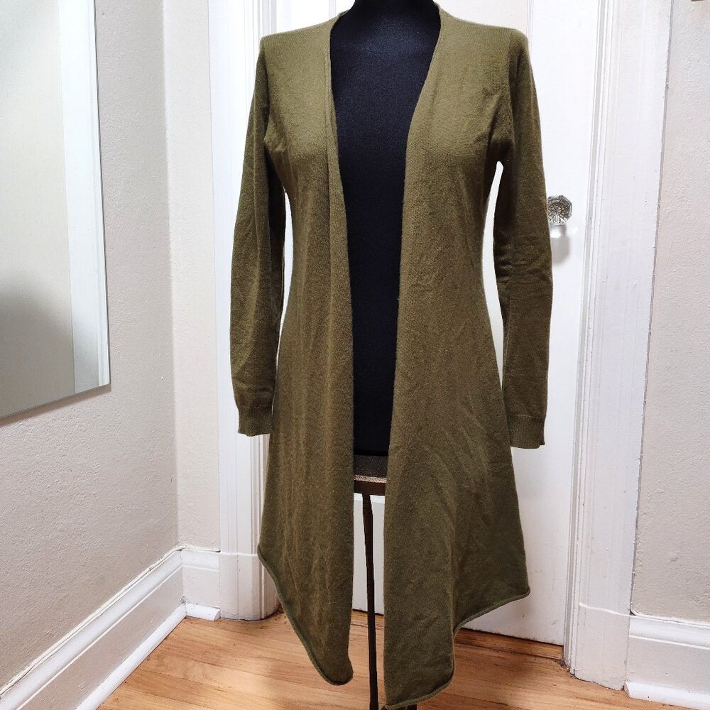 Soft Surrounding cashmere olive green cardigan sweater size small